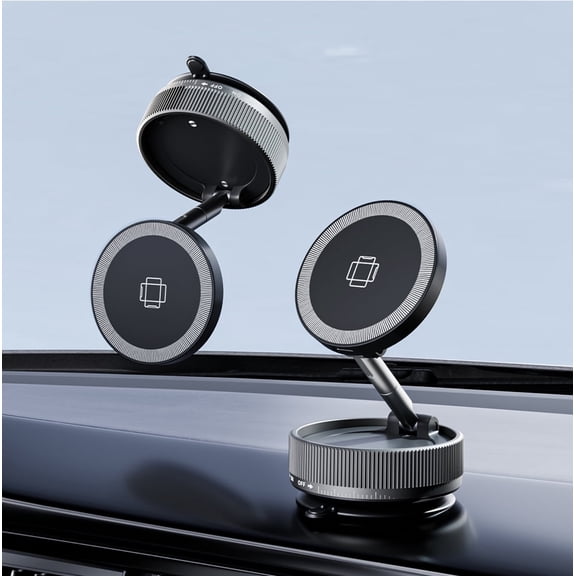 15W Fast Wireless Charger Car Phone Mount, 360° Adjustable Magnetic Holder with Vacuum Suction Cup, Compatible for iPhone 17 16 15 14 13 12 Series, Black