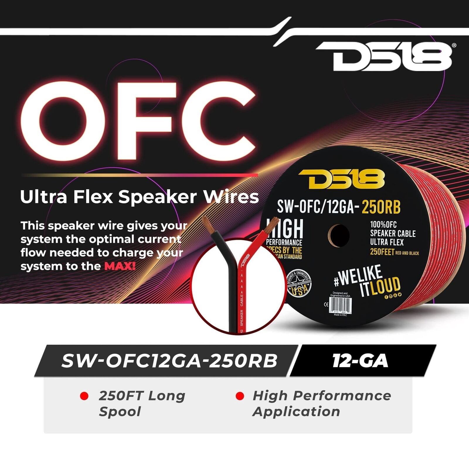 12-GA OFC 100% Copper Speaker Wire 250 Feet