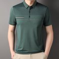thumbnail image 3 of Blusa y camisa de manga larga con cuello vuelto para hombre, estilo casual, color liso, cuello redondo, botones, corta, de poliéster y algodón., 3 of 3