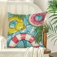 thumbnail image 6 of Hello Sunshine Pool Decorative Throw Pillow Covers 18x18 Set of 4, Happy Summer Duck Watermelon Swimming Ring Cushion Case Decor, Blue Stripes Flip Flops Seasonal Home Decoration for Sofa Couch, 6 of 6