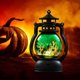 thumbnail image 3 of Lámpara de Calabaza de Halloween Resplandeciente, Pequeña Lámpara de Aceite, Caballo Láser de Lámpara, Decoración Creativa de Atmosfera de Festival de Fantasmas en Bar, Verde, 3 of 4