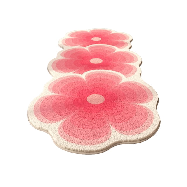 COM1950s Floral Area Rug, Soft Polyester Doormat, Non-Slip Runner for Bedroom, Easy Clean Decorative Floor Mat, 47.2" L x 15.7" W