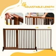 thumbnail image 3 of PawHut Adjustable Wooden Pet Gate, Freestanding Dog Fence for Doorway Hall, 3 Panels w/ Safety Barrier Lockable Door, Brown, 44.5"-65.25"L x 14.25"H, 3 of 9