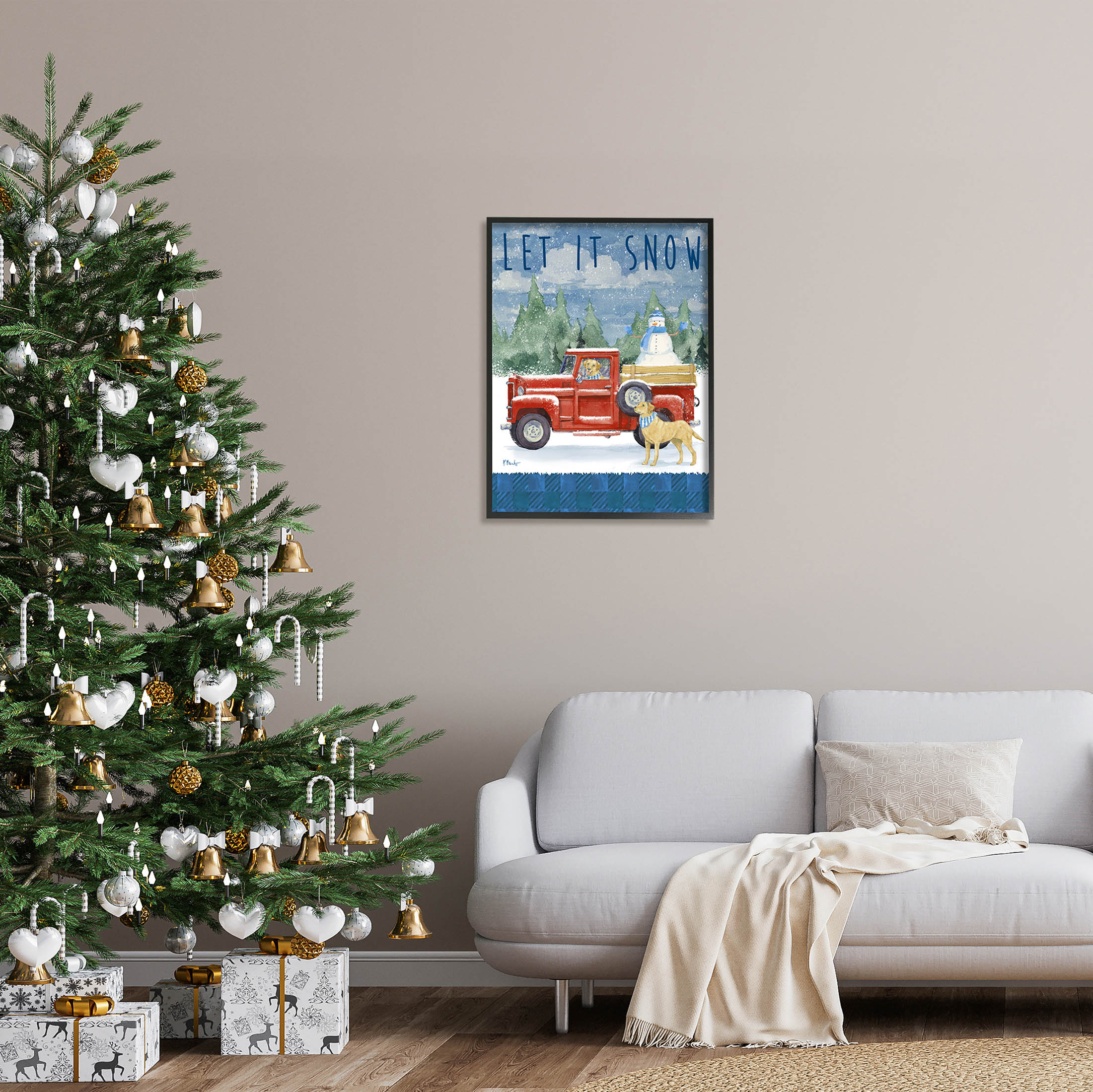 Stupell Industries Let It Snow Winter Dogs Graphic Art Black Framed Art Print Wall Art, Design by Paul Brent