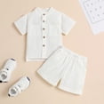 thumbnail image 2 of Fsqjgq Baby Boy Clothes 5Y Boys Fashion Outfit Toddler Boys Girls Short Sleeve Summer Casual Gentleman Tops Hawaii Beach Holiday Solid Shirts T Shirt Shorts Outfits Clothes Set Baby Boy Pants, 2 of 6