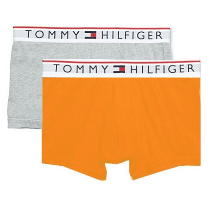Tommy Hilfiger Mens 2 Pack Contour Pouch Trunks Gray/Orange Size XL