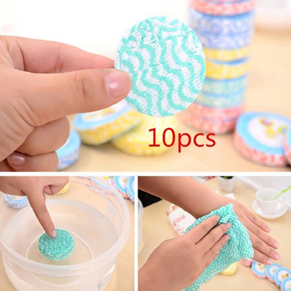 HEVIRGO 10Pcs Camping Disposable Mini Compressed Towels Travel Bath