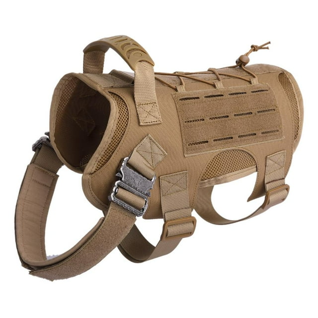 Arnés táctico militar para perros, chaleco acolchado para perros de trabajo medianos y grandes. Marrón M