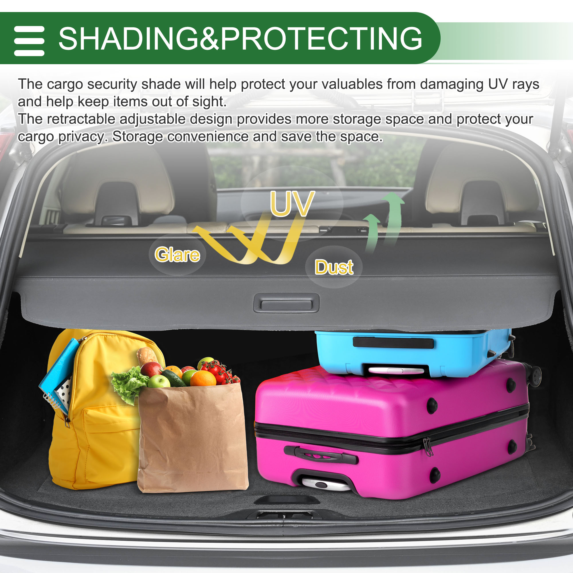 Unique Bargains Retractable Cargo Cover for Hyundai Palisade Rear Trunk Privacy Screen