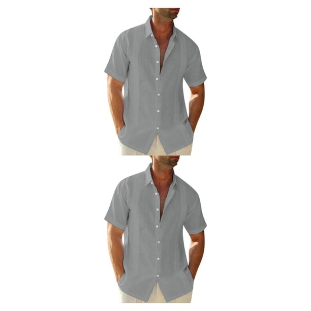 Camisa de botones Sonducket para hombres Estilo casual Verano Playa Gris XXL