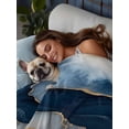 thumbnail image 3 of Navy Blue Marble King Size Flat Sheet, Wrinkleproof & Fadeproof Cooling Flat Bed Sheet Only, Modern Ink Painted Artwork Breathable Soft Bedding Top Sheets 105 x 98 Inches, 3 of 8