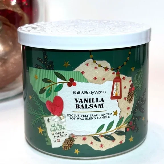 Bath & Body Works 3 Wick Candle Vanilla Balsam Exclusively Fragranced Soy Wax Blend