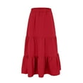 thumbnail image 5 of Cathalem Midi Skirts for Women Women’s Elastic Waist Pleated A-Line Flowy Swing Tiered Long Beach Skirt Dress with Pockets (Red,XXL), 5 of 6