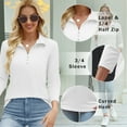 thumbnail image 4 of VDJ Women Tops 3 Quarter Sleeve Zipped Collrar Business Ladies Shirts Fashion White Fall Blouse Tee Size 3XL, 4 of 6