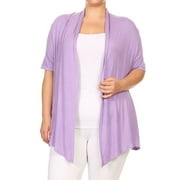 MOA COLLECTION Women's Plus Size Short Sleeve Open Front Cardigan for Everyday Wear