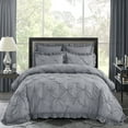 thumbnail image 5 of HIG Gray 5 Piece Bed in a Bag – Ruffled Comforter Set with French Country, King for Adults, 5 of 7