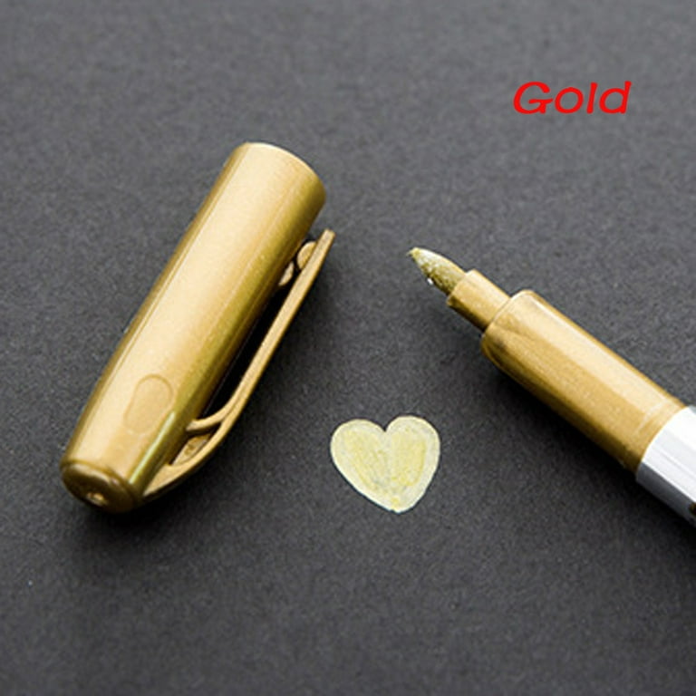 LOONENG Metallic Marker Pens, Gold Metallic Permanent Markers for DIY Scrapbooking, Crafts, Artist Illustration, Value Set of 8
