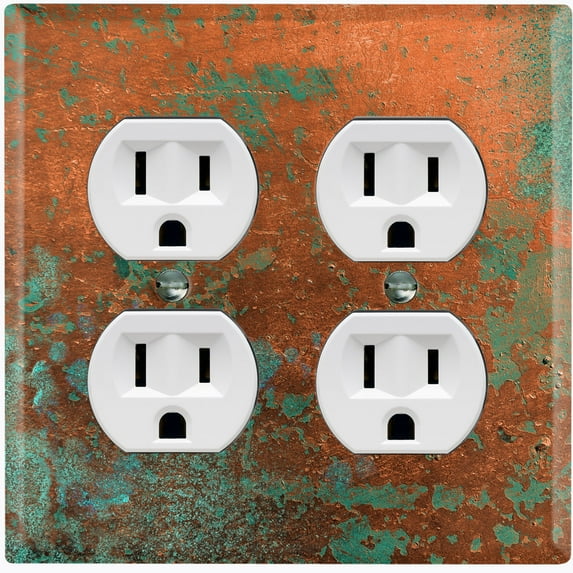 Metal Light Switch Plate Outlet Cover Image of Distressed Copper MET012