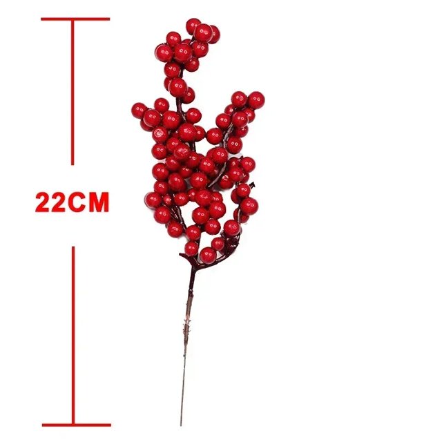 Bayas artificiales de simulación de Navidad, flor de fruta, plantas de cereza, decoración de fiesta de Navidad para el hogar, regalo DIY, 14 bayas