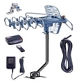 thumbnail image 1 of Antena de TV para exteriores con poste de montaje y cable coaxial RG6 de 40 pies, rango de 150 milla, 1 of 9