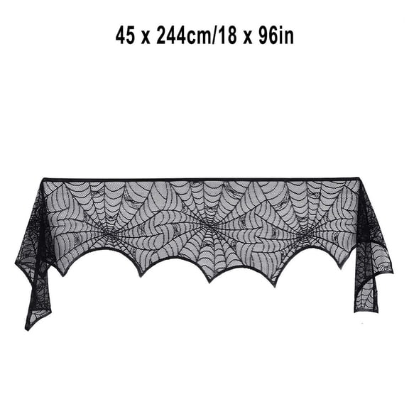 Halloween Decorations Tablecloth Runner Black Lace Round Indoor Decorations Spider Web Lace Table Runner For Home Party Kitchen