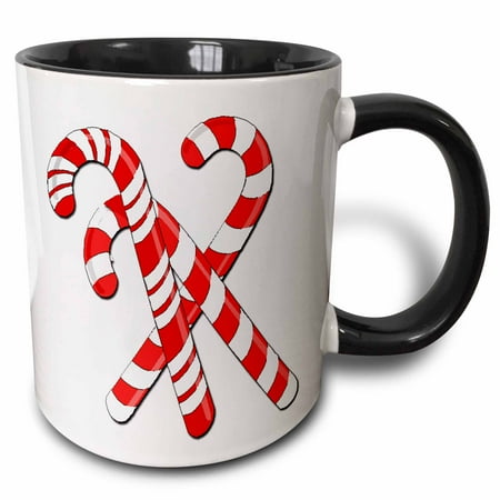 

3dRose Trio Of Candy Canes - Two Tone Black Mug 11-ounce