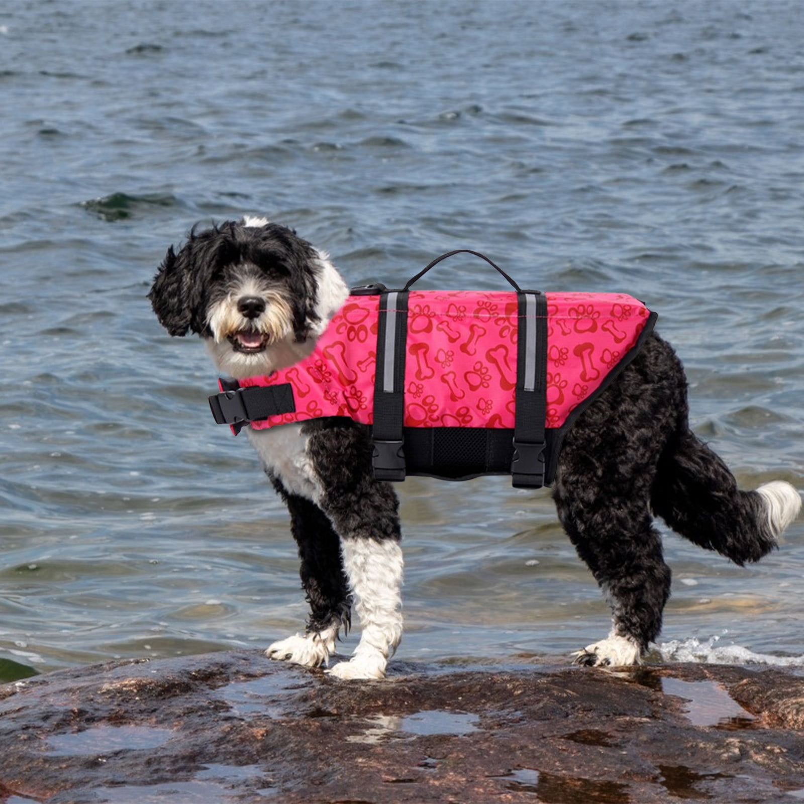 Dptalr Life Jacket Pet Rescue Coat Reflective Outdoor Dog Clothes Pet Swimsuit Dog Pink
