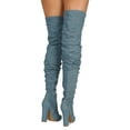 thumbnail image 4 of Women Denim Slouchy Pointy Toe Chunky Heel Over The Knee Boot 19431, 4 of 4
