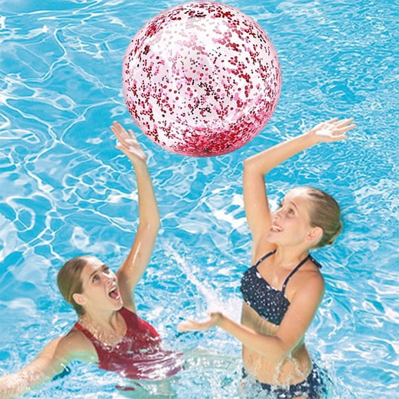 Pelotas de playa inflables de PVC con inserciones de lentejuelas brillantes: juguete flotante transparente para jugar en la piscina, el lago y la playa.