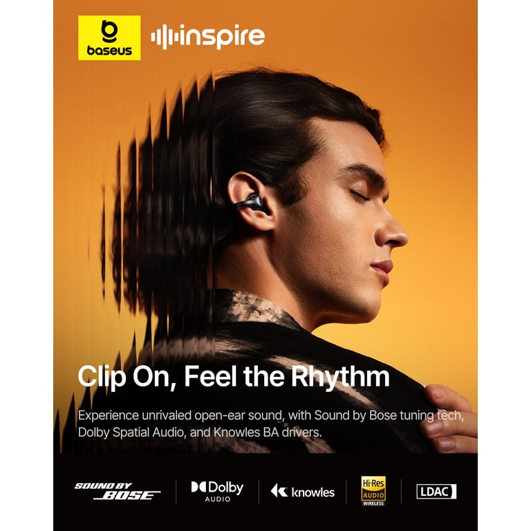 Baseus Inspire XC1 Open-Ear Clip Earbuds, Dolby Audio, Waterproof