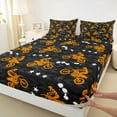 thumbnail image 3 of Feelyou Modern Motorcycle Print Queen Sheet Sets for Kid, Est Sleep Sports Flat Sheet, Cartoon Stars Print Queen Fitted Sheet, Microfiber Bedroom Decor, 4pcs, 3 of 7