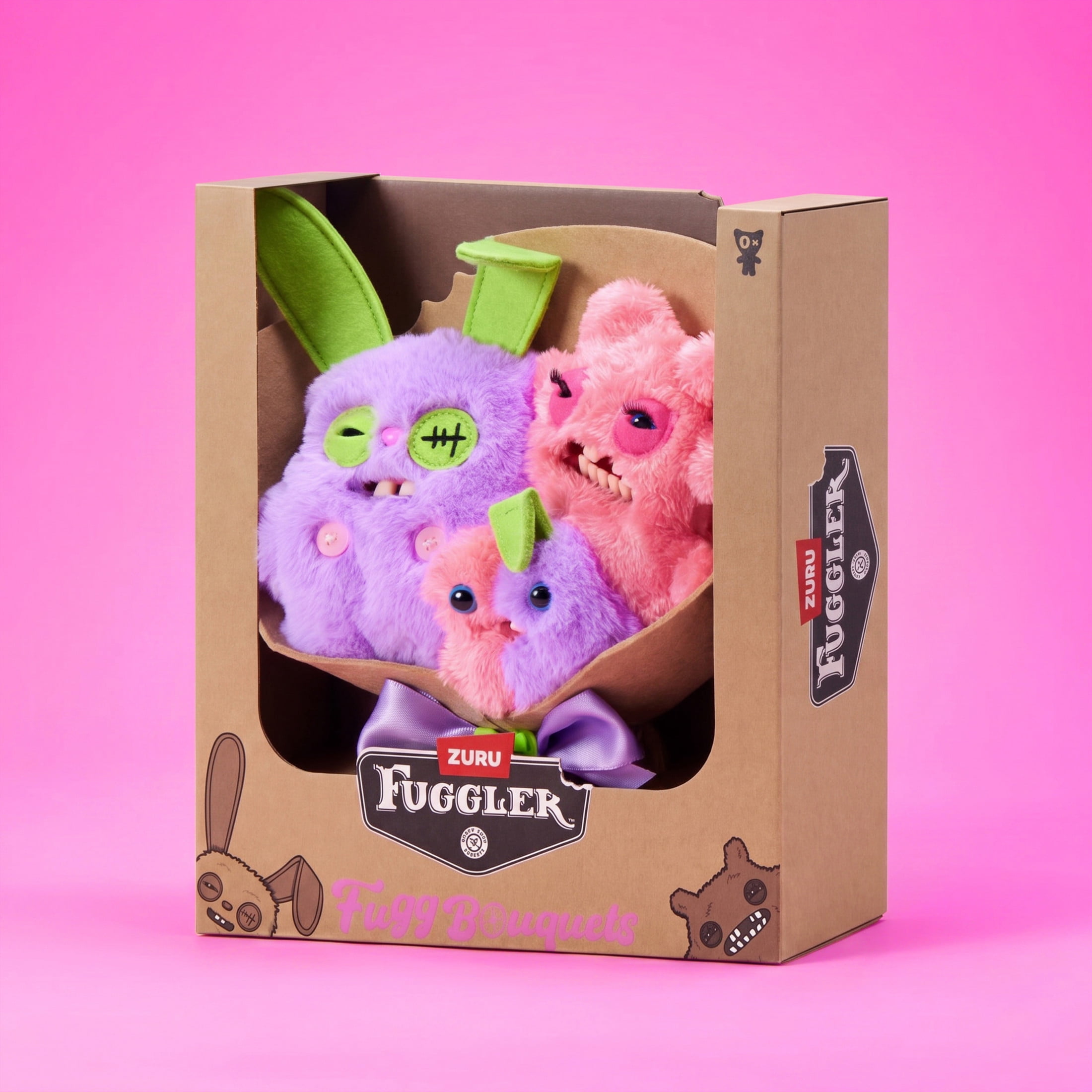 Fuggler Bouquet Set of 3 Stuffed Plush Toys (Rabid Rabbit, Sir