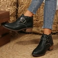 thumbnail image 6 of Viluyesy Womens Ankle Boots, Faux Leather Pointed Toe Wide Calf Fashion Buckle Booties Black, 6 of 8