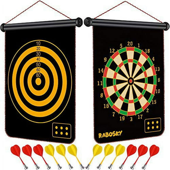 Magnetic Dart Board Game for Kids, Double-Sided Dartboard with 12 Magnet Darts, Cool Toys Gifts for Boys Ages 6 7 8 9 10 11 12 13 14 and Up, Fun Indoor Outdoor Sports Stuff for Teen