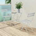 thumbnail image 6 of Grand Patio Metal 3-Piece Folding Bistro Table and Chairs Set, Outdoor Patio Dining Furniture for Small Spaces, Balcony, White, 6 of 10