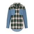 thumbnail image 3 of Yuzhih Long Sleeve Shirts for Women Fleece Button down Plaid Patchwork Fall Tops Fashion Blouses with Pockets, 3 of 4