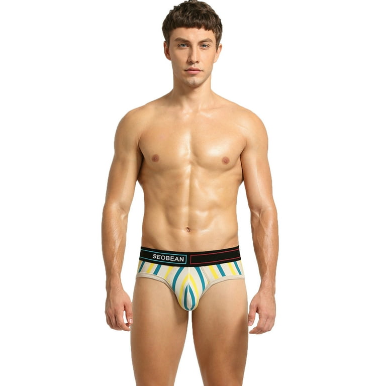 zuwimk Mens Underwear Briefs,Men's Jock Strap Underwear Briefs Supporters  Thongs Yellow,L 