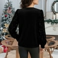 thumbnail image 3 of yillto Women's Velvet Blouse Sequin Long Sleeve Tops Business Work Dressy Clothes Party Office Outfits, 3 of 7