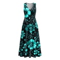 thumbnail image 4 of Smsaxvxz Women's Summer Dresses Fashion Floral Printed V Neck Sleeveless Casual Comfortable Beach Vacation Maxi Sundress A-1 XL, 4 of 8