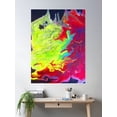 thumbnail image 2 of Gargoyle Fighting Dragon | Psychedelic Pour Art Red And Yellow Poster Wall Art, Modern Wall Decor, 24x36 UNFRAMED, 2 of 3