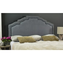 SAFAVIEH Alexia Modern Glam Upholstered Headboard with Nail Heads, Queen, Grey Polyester