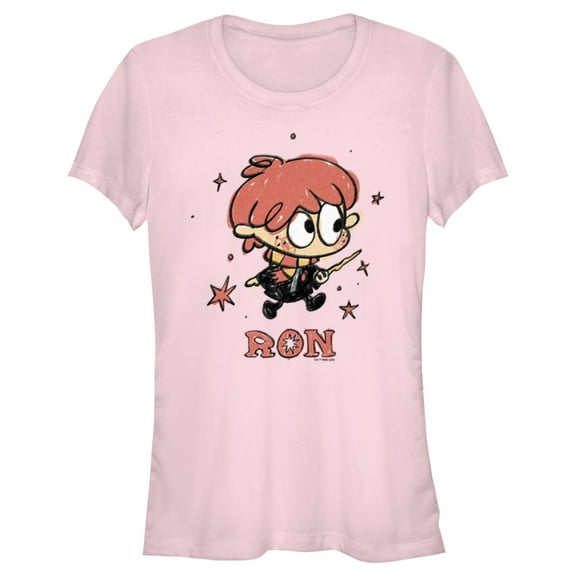 Junior's Harry Potter Ron Starry Cartoon  Graphic Tee Light Pink X Large