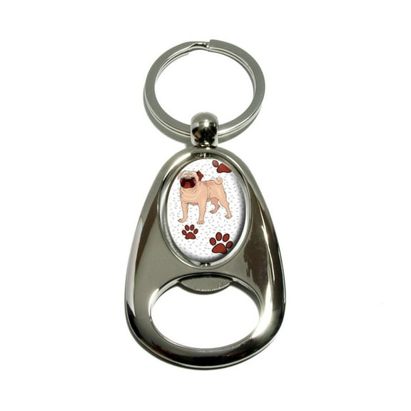 Pug of Distinction Spinning Oval Bottle Opener Keychain