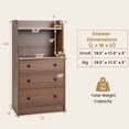 thumbnail image 3 of Giantex 3 Drawers Dresser for Bedroom, Storage Dresser Chest w/Anti-toppling Device, Tall Nightstand, Walnut, 3 of 9