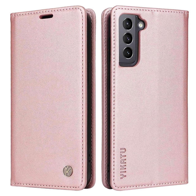 YIKATU YK-For Samsung Galaxy S21 4G/5G Magnetic Phone Cover Wallet Stand Folio Flip Case