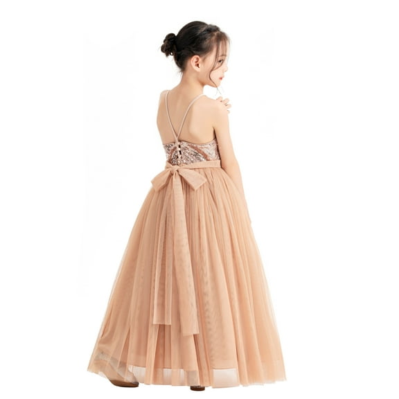 Ekidsbridal Spaghetti Straps Sequin Lace Up Flower Girl Dress Special Occasion 122 12