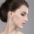 thumbnail image 3 of Gem Stone King 925 Sterling Silver Blue Iolite and White Created Sapphire French Wire Dangle Earrings for Women (2.76 Cttw, Gemstone, Heart Shape 8MM), 3 of 3