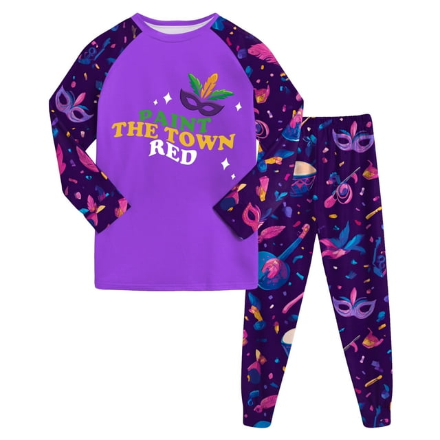 Huesdet Ensemble pour Tout-Petits Garçons et Filles Pantalon Long Régulier à Manches Longues Col Rond Imprimé 3D (8-9 Ans, Violet)