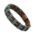 thumbnail image 1 of Pulsera vintage de aleación de cuero, cadena hecha a mano para hombres y mujeres, joyería (verde azul oscuro), 1 of 2