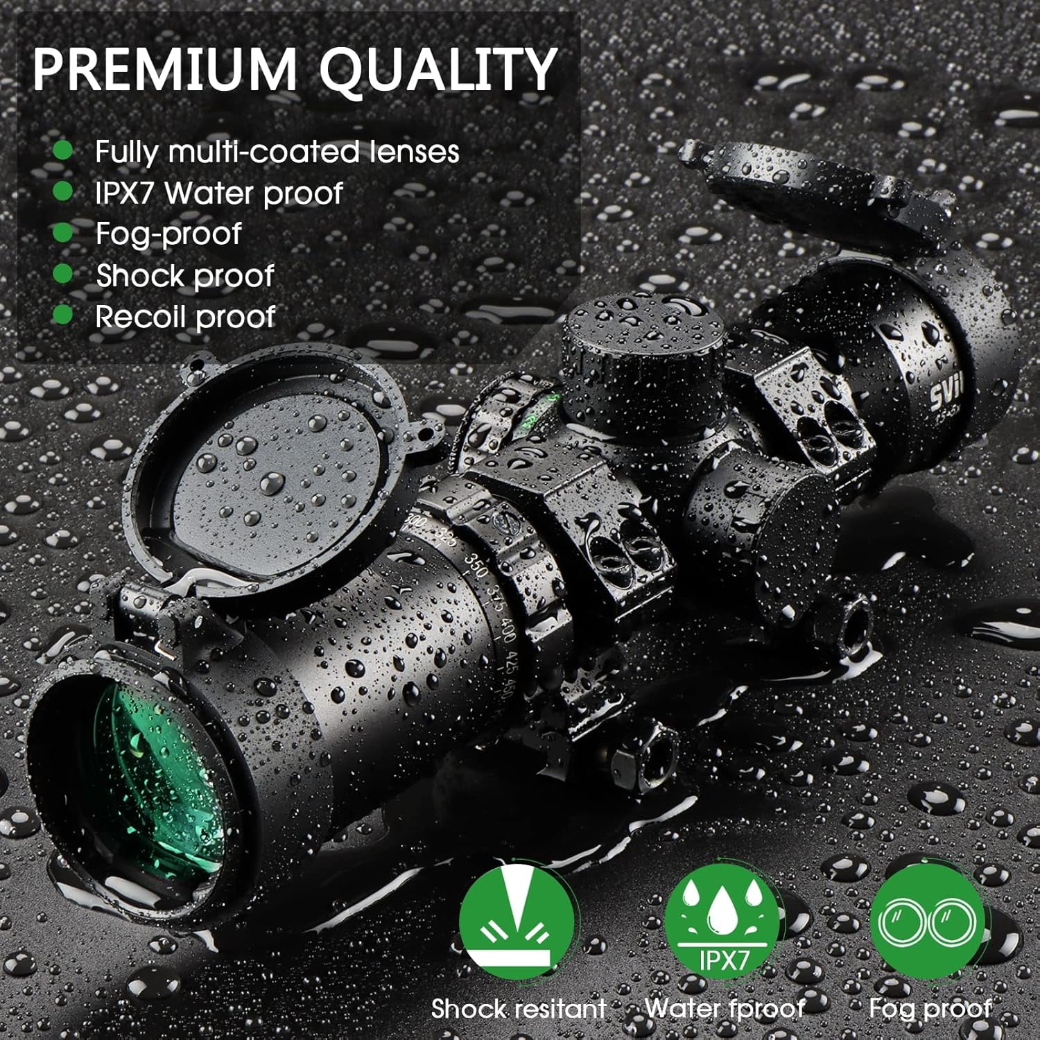 Professional Crossbow Scope, 300-450FPS(1.5-5x32), 20-100 Yards High Brightness and high Definition Red and Green Etched Glass Reticle, Free 20mm mounts